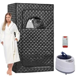 Clearance Bærbar Sauna, Dobbelt Kontrol Opvarmning, Sikkerhedsfunktioner Inkluderet,sort Sauna