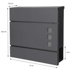 Sale Brevlåda 37x36,5x11 cm antracit/svart marmorlook stål ML design Postkasser & Brevindkast