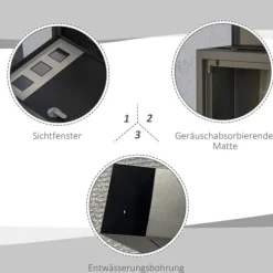 Postkasser & Brevindkast^Brevspring med avisfack, vindue og 2 nøgler – sort metal 36,5×11,5×29 cm
