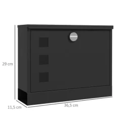 Brevspring med avisfack, vindue og 2 nøgler – sort metal 36,5×11,5×29 cm Postkasser & Brevindkast
