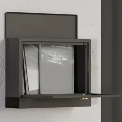 Brevspring med avisfack, vindue og 2 nøgler – sort metal 36,5×11,5×29 cm Postkasser & Brevindkast