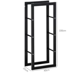 Tilbehør Til Brændeovne & Pejse^Brændeholder 40×25×100 cm, stål, op til 100 kg, sort