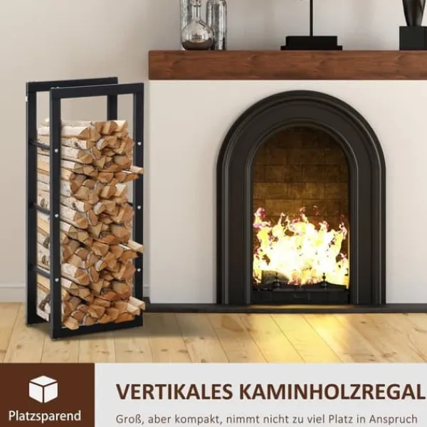 Tilbehør Til Brændeovne & Pejse^Brændeholder 40×25×100 cm, stål, op til 100 kg, sort