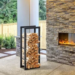 Hot Brændeholder 40×25×100 cm, stål, op til 100 kg, sort Tilbehør Til Brændeovne & Pejse