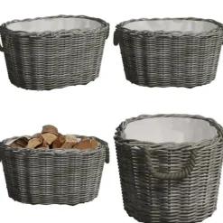 Outlet Brændekurv med håndtag 60x40x28 cm pil grå - Brændekurv - Brændekurve - Home & Living Tilbehør Til Brændeovne & Pejse