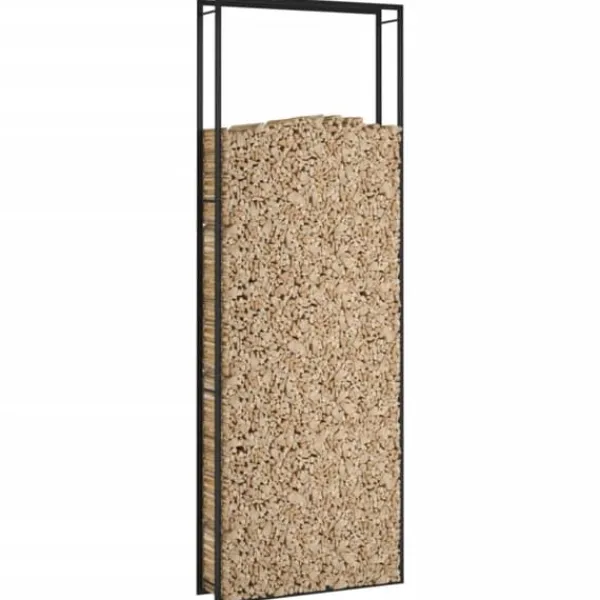 Online Brændekurve - Living brændestativ 110x28x312 cm stål matsort Tilbehør Til Brændeovne & Pejse