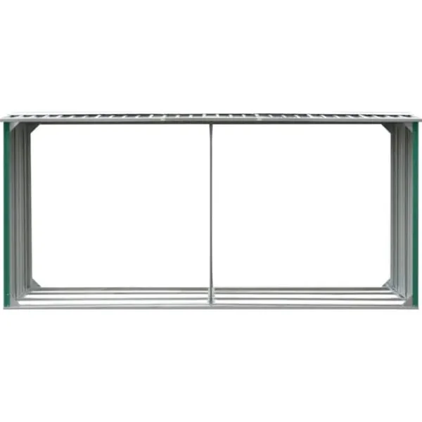 Hot Brændekurve – tilbehør - Living brændeskur til haven 330 x 92 x 153 cm galvaniseret stål grøn Tilbehør Til Brændeovne & Pejse