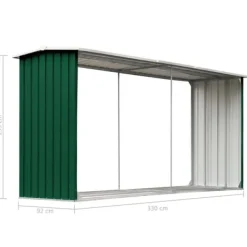 Hot Brændekurve – tilbehør - Living brændeskur til haven 330 x 92 x 153 cm galvaniseret stål grøn Tilbehør Til Brændeovne & Pejse