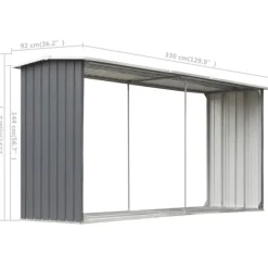Tilbehør Til Brændeovne & Pejse^Brændekurve – tilbehør - Living brændeskur til haven galvaniseret stål 330 x 92 x 153 cm grå