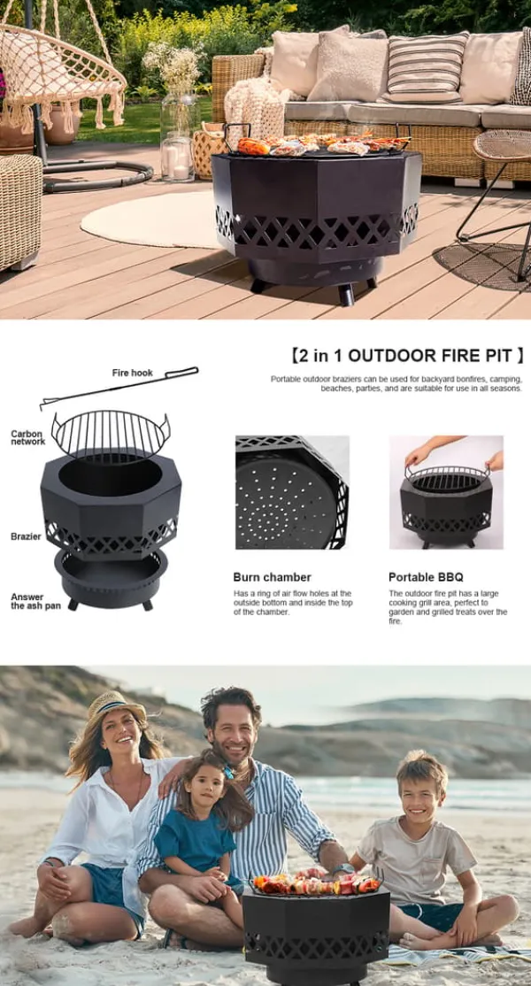 Best Brændeovn, Multifunktionel Grill, Bærbart Design, Holdbar Konstruktion Pejse