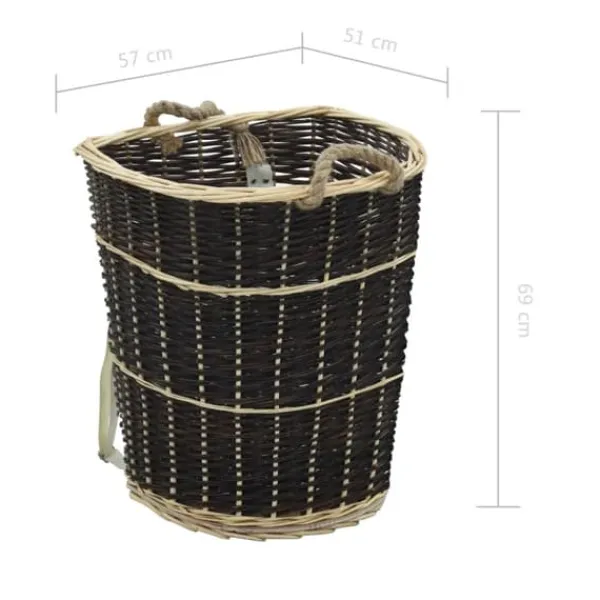 Tilbehør Til Brændeovne & Pejse^Brænderygsæk med håndtag i naturlig pil - Holdbar opbevaring & transport | Størrelse: 57x51x69 cm