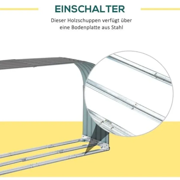 Tilbehør Til Brændeovne & Pejse^Brændeskur 0,85 m³, stål grå 208×46×112 cm – udendørs opbevaring