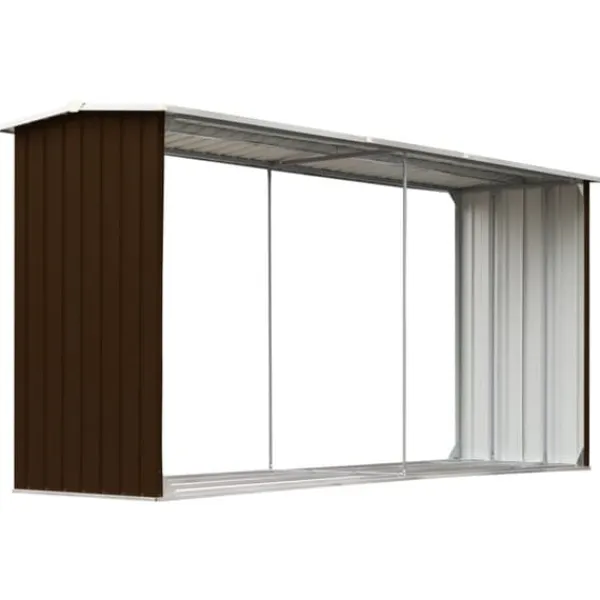 Skure, Garager & Carports^Brændeskur til haven - Galvaniseret stål | Størrelse: 330 x 92 x 153 cm | Farve: Brun