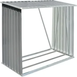 Skure, Garager & Carports^Brændeskur til haven - Galvaniseret stål | Størrelse: 163x83x154 cm | Farve: Grå
