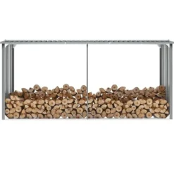 Skure, Garager & Carports^Brændeskur til haven galvaniseret stål 330 x 92 x 153 cm grå - Brændeskur - Brændeskure - Home & Living