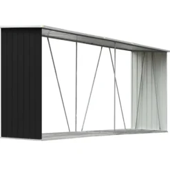 Skure, Garager & Carports^Brændeskur til haven 330x84x152 cm galvaniseret stål antracitgrå - Brændeskur - Brændeskure - Home & Living