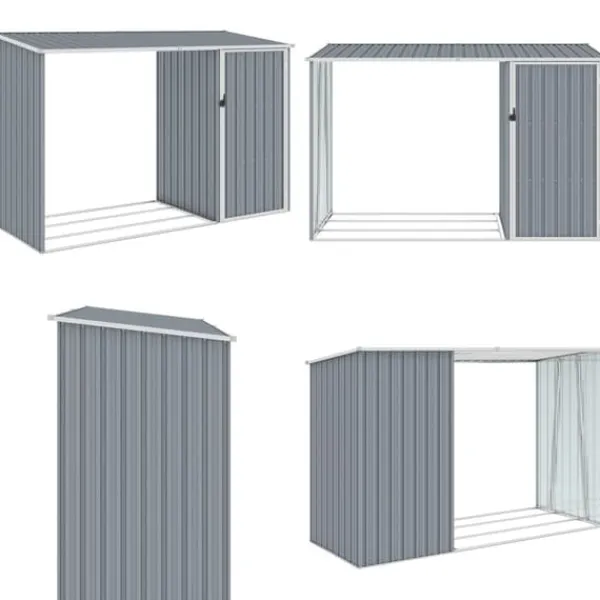 Brændeskur 245x98x159 cm galvaniseret stål grå - Haveskur - Haveskure - Home & Living Skure, Garager & Carports