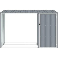Brændeskur 245x98x159 cm galvaniseret stål grå - Haveskur - Haveskure - Home & Living Skure, Garager & Carports