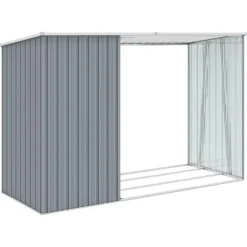 Brændeskur 245x98x159 cm galvaniseret stål grå - Haveskur - Haveskure - Home & Living Skure, Garager & Carports