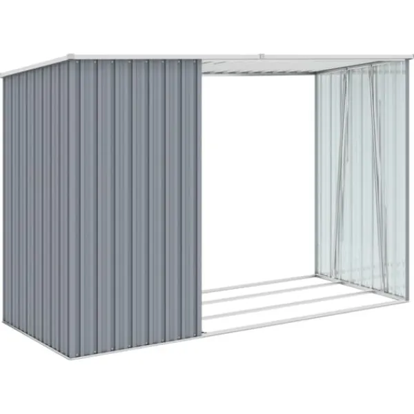 Brændeskur 245x98x159 cm galvaniseret stål grå - Haveskur - Haveskure - Home & Living Skure, Garager & Carports