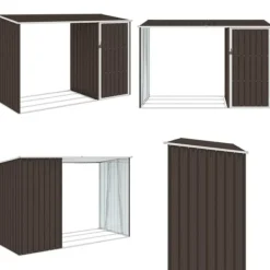 Online Brændeskur 245x98x159 cm galvaniseret stål brun - Haveskur - Haveskure - Home & Living Skure, Garager & Carports