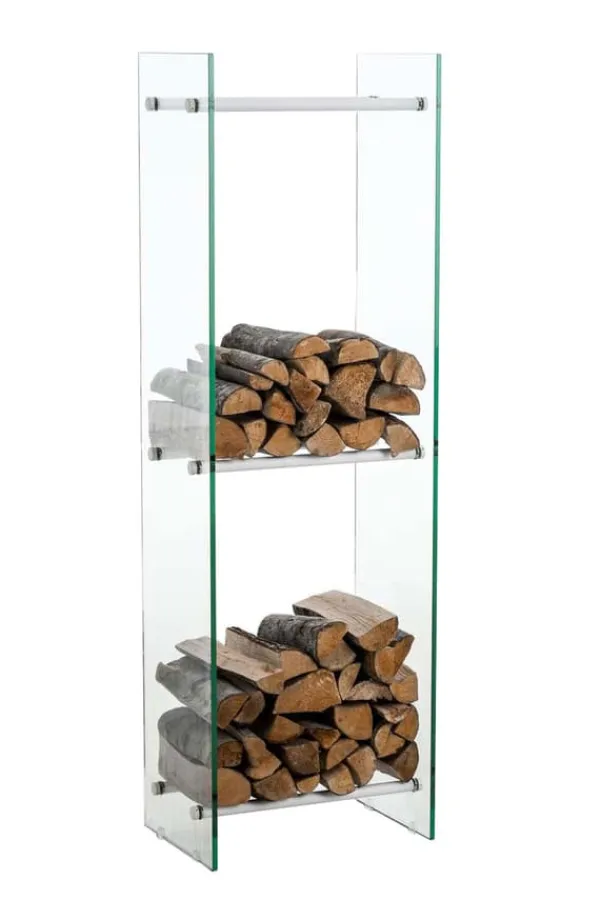 Tilbehør Til Brændeovne & Pejse^Brændestander Dacio klart glas 35x35x180 (6-huls) 35 x 35 x 180 cm