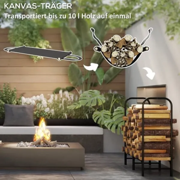 Tilbehør Til Brændeovne & Pejse^Brændestativ 120×36×99 cm med bæretaske & 600D vandafvisende overtræk, sort