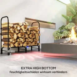 Outlet Brændestativ 120×36×99 cm med bæretaske & 600D vandafvisende overtræk, sort Tilbehør Til Brændeovne & Pejse