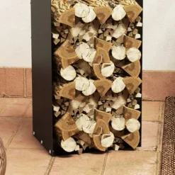 Discount Brændestativ 36×30×90 cm med håndtag, stål, op til 30 kg, sort Tilbehør Til Brændeovne & Pejse