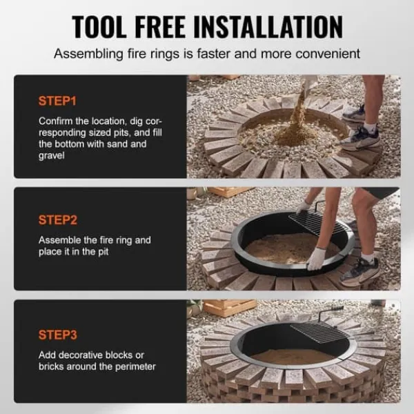 Tilbehør Til Brændeovne & Pejse^Brændestativ 35 tommer, BBQ ildring i stål, DIY lejrbål, holdbart design, perfekt til udendørs aktiviteter