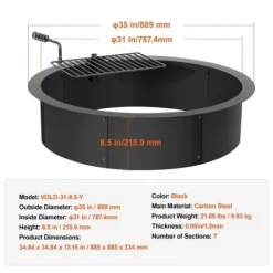 Tilbehør Til Brændeovne & Pejse^Brændestativ 35 tommer, BBQ ildring i stål, DIY lejrbål, holdbart design, perfekt til udendørs aktiviteter