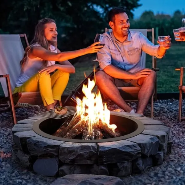 Tilbehør Til Brændeovne & Pejse^Brændestativ 35 tommer, BBQ ildring i stål, DIY lejrbål, holdbart design, perfekt til udendørs aktiviteter