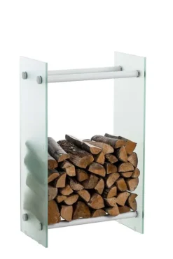 New Brændestativ Dacio frostet glas 35x40x150 35 x 40 x 150 cm Tilbehør Til Brændeovne & Pejse