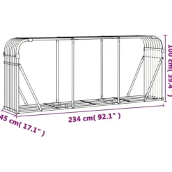 Tilbehør Til Brændeovne & Pejse^Brændestativ i galvaniseret stål til brændeopbevaring | Størrelse: 234x45x100 cm | Farve: Brun