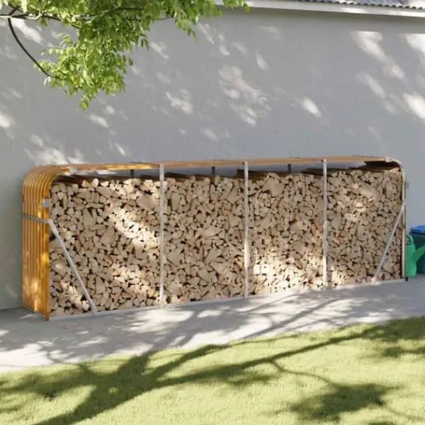 Online Brændestativ i galvaniseret stål - Holdbar brændeholder | Størrelse: 300x45x100 cm Tilbehør Til Brændeovne & Pejse