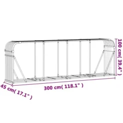 Online Brændestativ i galvaniseret stål - Holdbar brændeholder | Størrelse: 300x45x100 cm Tilbehør Til Brændeovne & Pejse