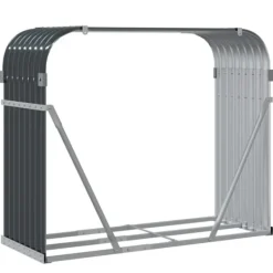 Clearance Brændestativ i galvaniseret stål - Holdbar brændeholder | Størrelse: 120x45x100 cm | Farve: Antracitgrå Tilbehør Til Brændeovne & Pejse