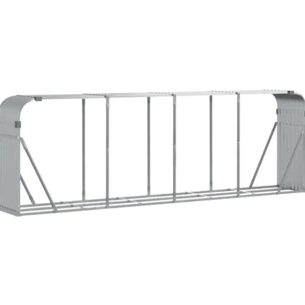 Tilbehør Til Brændeovne & Pejse^Brændestativ i galvaniseret stål - Brændeholder | Størrelse: 300x45x100 cm | Farve: Sølv