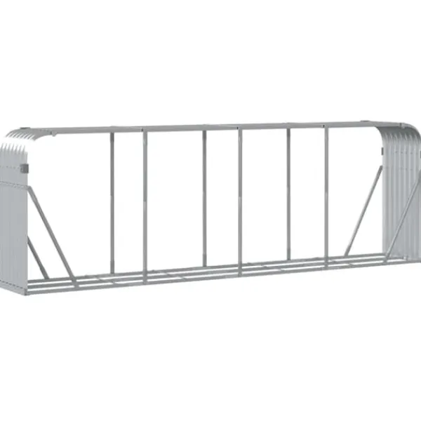 Tilbehør Til Brændeovne & Pejse^Brændestativ i galvaniseret stål - Brændeholder | Størrelse: 300x45x100 cm | Farve: Sølv