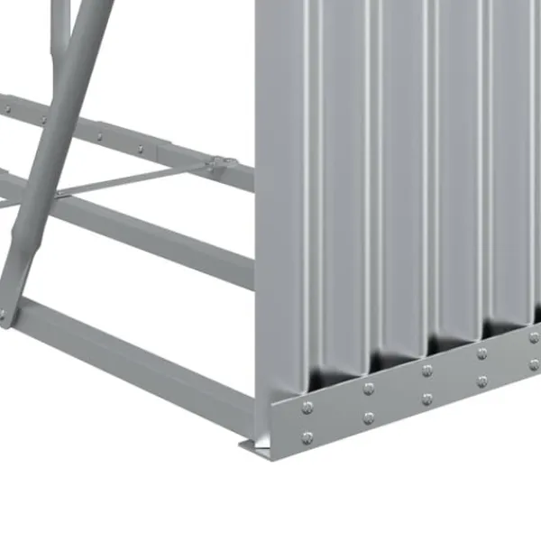 Best Brændestativ i galvaniseret stål - Holdbar brændeholder | Størrelse: 180x45x100 cm | Farve: Sølv Tilbehør Til Brændeovne & Pejse