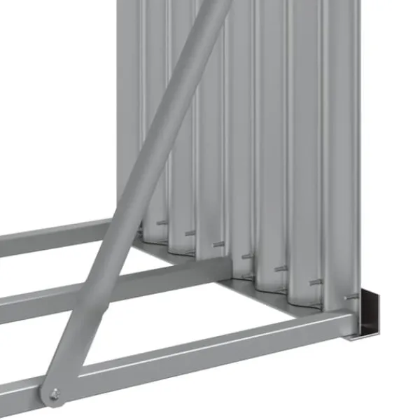 Best Brændestativ i galvaniseret stål - Holdbar brændeholder | Størrelse: 180x45x100 cm | Farve: Sølv Tilbehør Til Brændeovne & Pejse