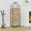 New Brændestativ i koldvalset stål - Robust brændeopbevaring | Størrelse: 40x25x120 cm | Farve: Antracitgrå Tilbehør Til Brændeovne & Pejse