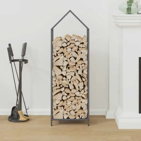 New Brændestativ i koldvalset stål - Robust brændeopbevaring | Størrelse: 40x25x120 cm | Farve: Antracitgrå Tilbehør Til Brændeovne & Pejse