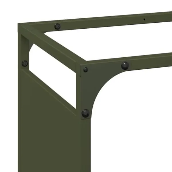 Tilbehør Til Brændeovne & Pejse^Brændestativ i koldvalset stål - Robust brændeholder | Størrelse: 44x28x65 cm | Farve: Olivengrøn