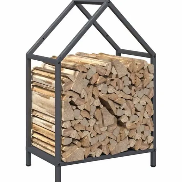 Tilbehør Til Brændeovne & Pejse^Brændestativ i koldvalset stål - Robust brændeholder | Farve: Antracitgrå | Størrelse: 40x25x60 cm