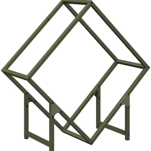 Tilbehør Til Brændeovne & Pejse^Brændestativ i koldvalset stål - Robust og stilfuld | Størrelse: 60x25x60 cm | Farve: Olivengrøn