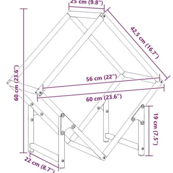 Tilbehør Til Brændeovne & Pejse^Brændestativ i koldvalset stål - Robust og stilfuld | Størrelse: 60x25x60 cm | Farve: Olivengrøn