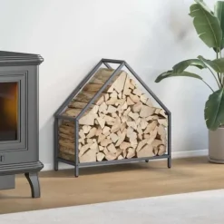 Best Brændestativ i koldvalset stål - Robust og stilfuldt | Størrelse: 60x25x60 cm | Farve: Antracitgrå Tilbehør Til Brændeovne & Pejse