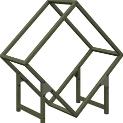Tilbehør Til Brændeovne & Pejse^Brændestativ i koldvalset stål - Robust opbevaring til brænde | Farve: Olivengrøn | Størrelse: 50x25x50 cm