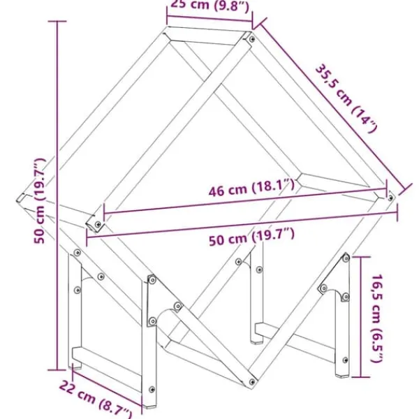 Tilbehør Til Brændeovne & Pejse^Brændestativ i koldvalset stål - Robust opbevaring til brænde | Farve: Olivengrøn | Størrelse: 50x25x50 cm
